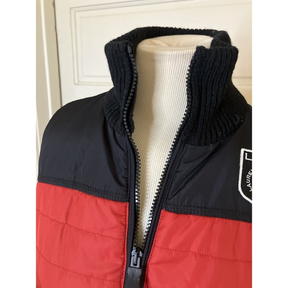 Ralph Lauren Vest  Puffer Size M  Red Black Sleeveless Logo Grannycore - Picture 3 of 9